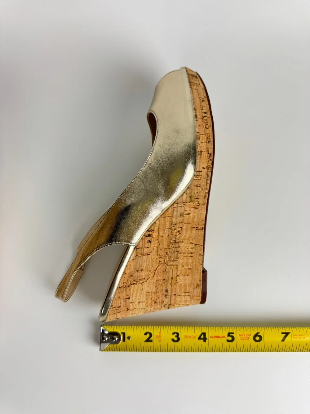 Nine West Gold Metallic Cork Wedge Slingback Peep-Toe Sandals